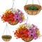 24 Bundles Artificial Hanging Flowers with 2 Baskets for Outdoors(Mutil Color)